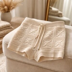 Cream crochet shorts